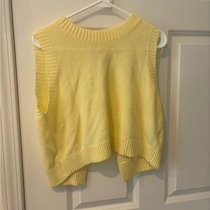 Yellow Sleeveless Knit Sweater